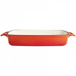 Vogue rechthoekige gietijzeren ovenschaal 2.8ltr oranje