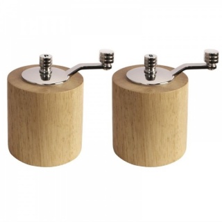 Olympia peper- en zoutmolen set licht hout 8.5cm