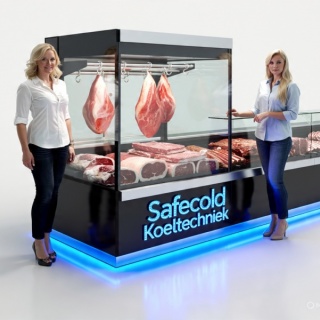 Slagerij koeltoonbank voorzien Plaatkoeling.